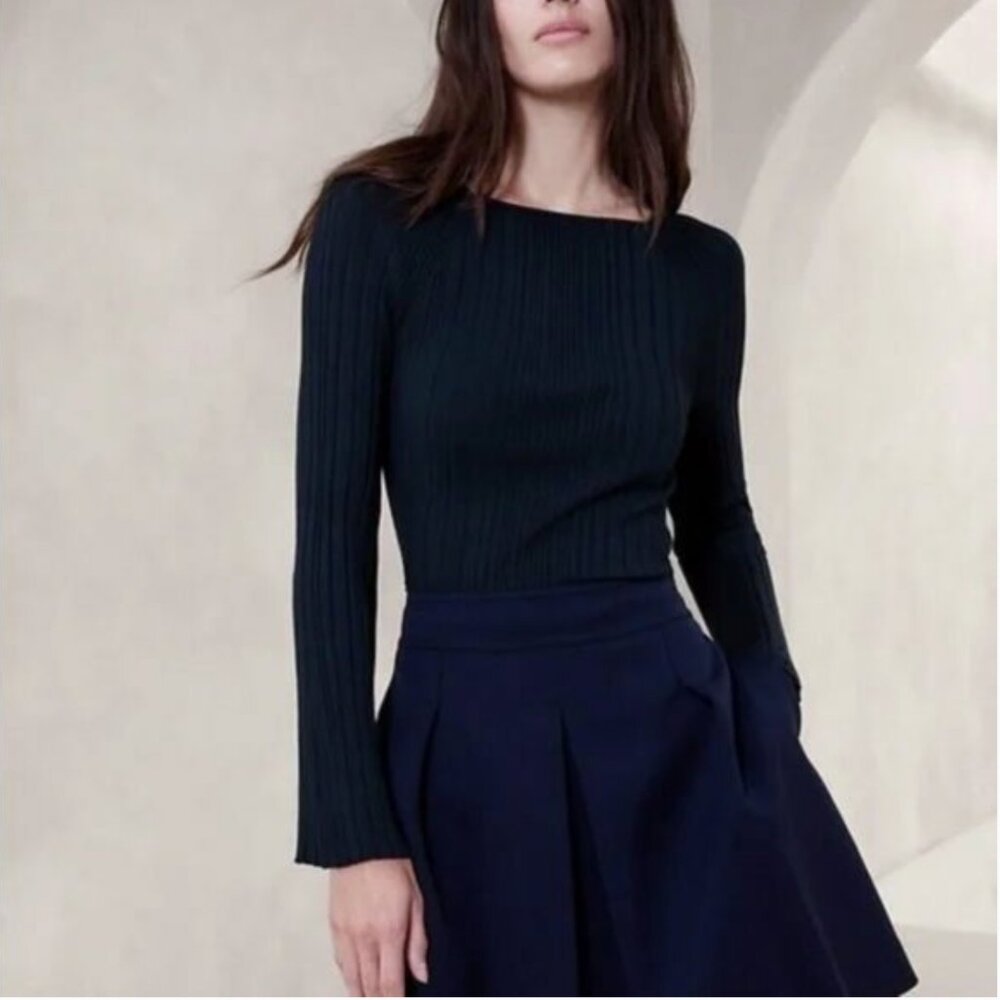 NWT Banana Republic Sweater Navy Cece Flare Sleeve Top Small - Picture 4 of 8